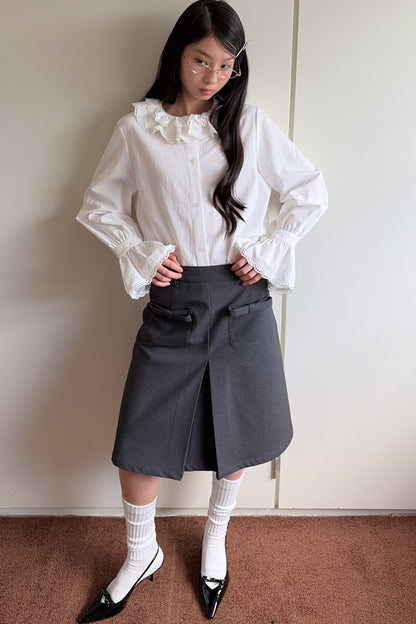 Lace Ruffle Collar Blouse