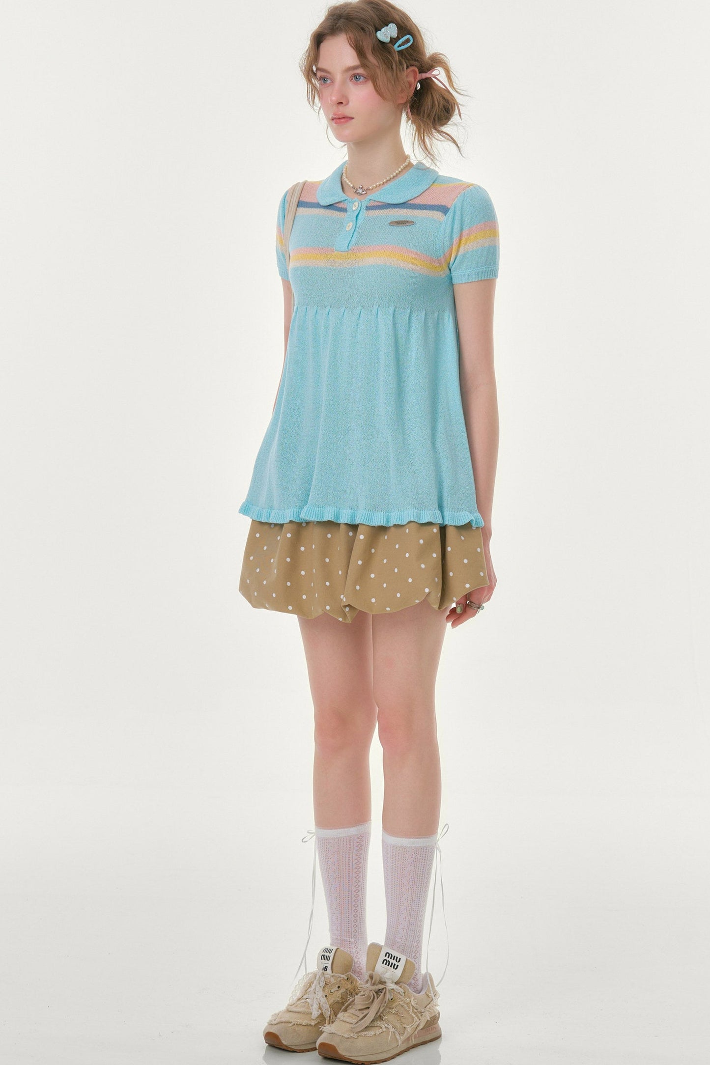 Oatmeal Latte Polka Dot Skirt