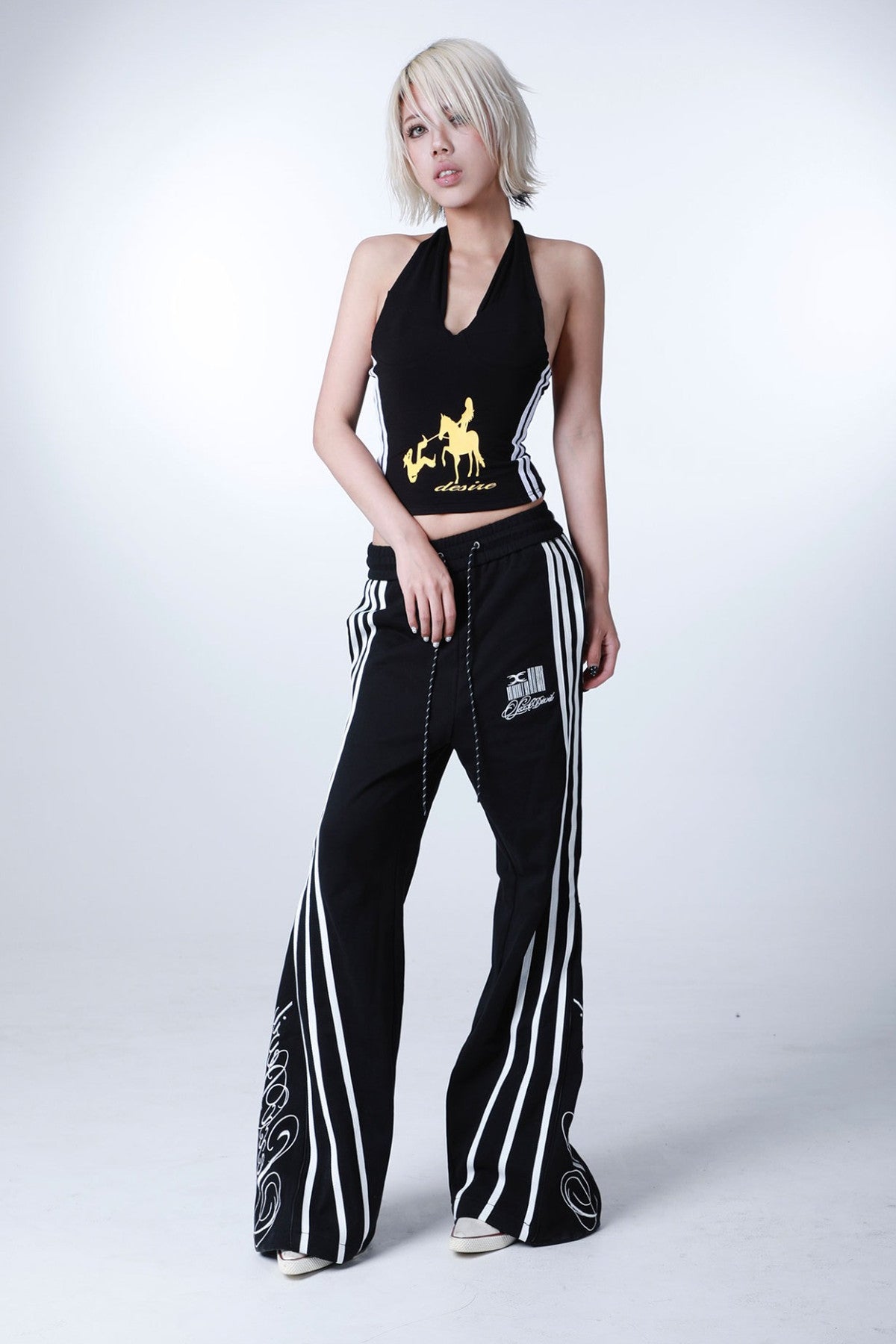 Gold Horse Striped Halter Camisole