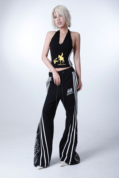Gold Horse Striped Halter Camisole
