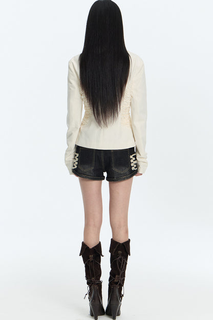 Lace Pleated Short Jacket