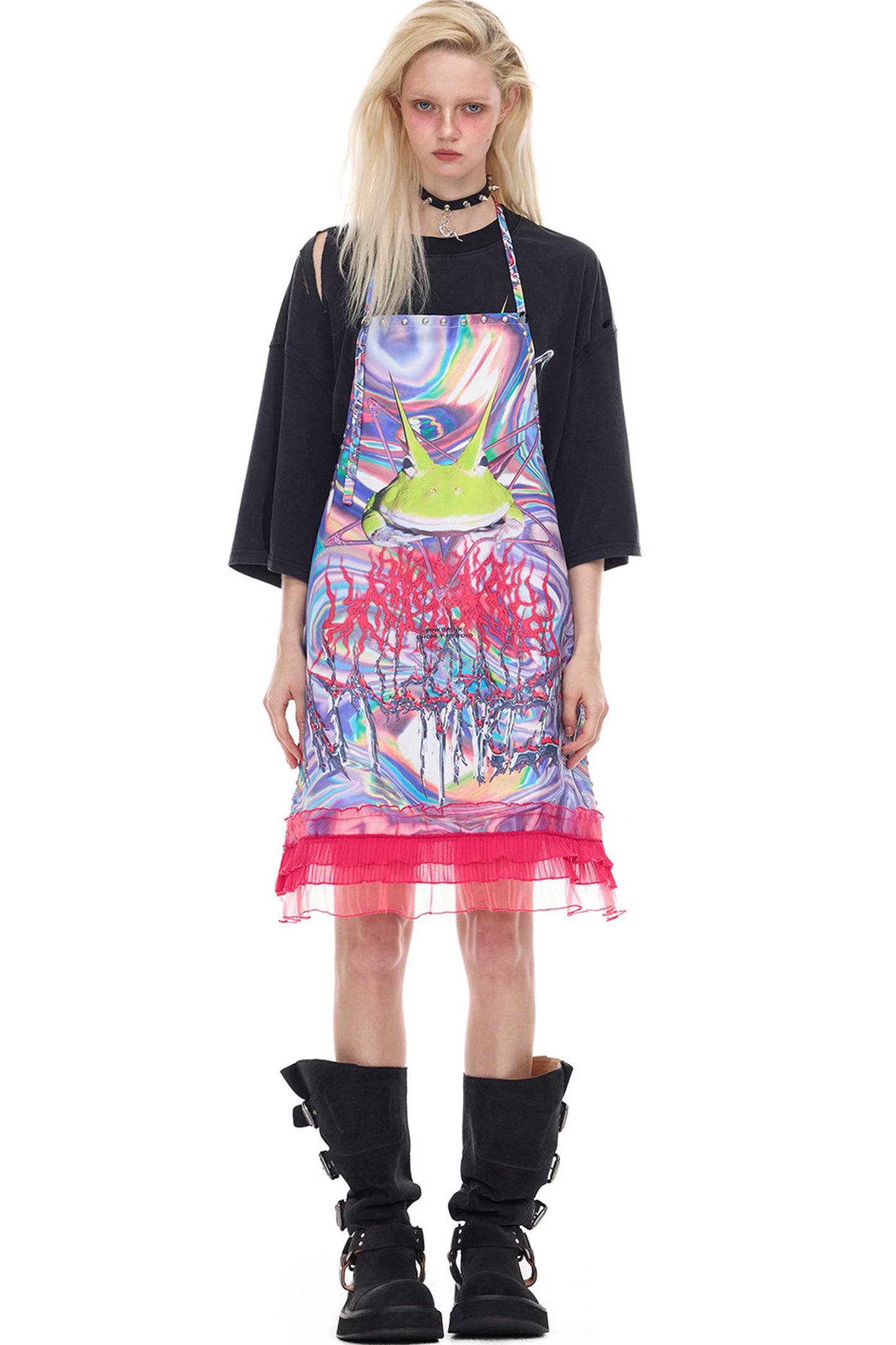 Rock Frog Distressed Irregular Hem T-Shirt