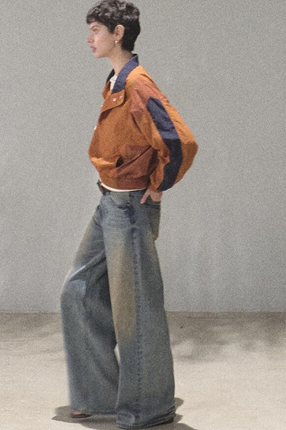 Vintage Hand-Painted Wide Leg Jeans Set