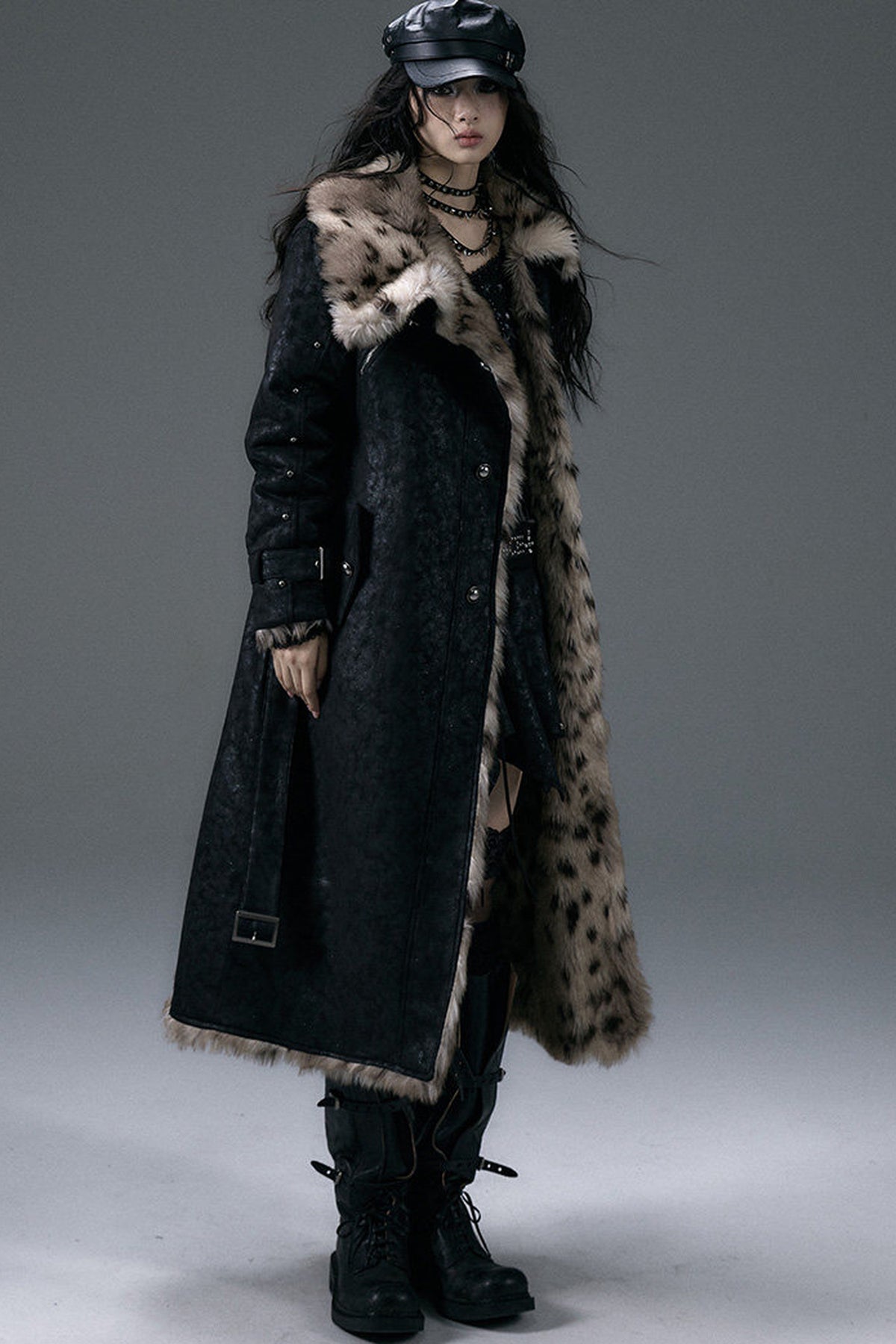 Reversible Suede Leopard Fur Coat