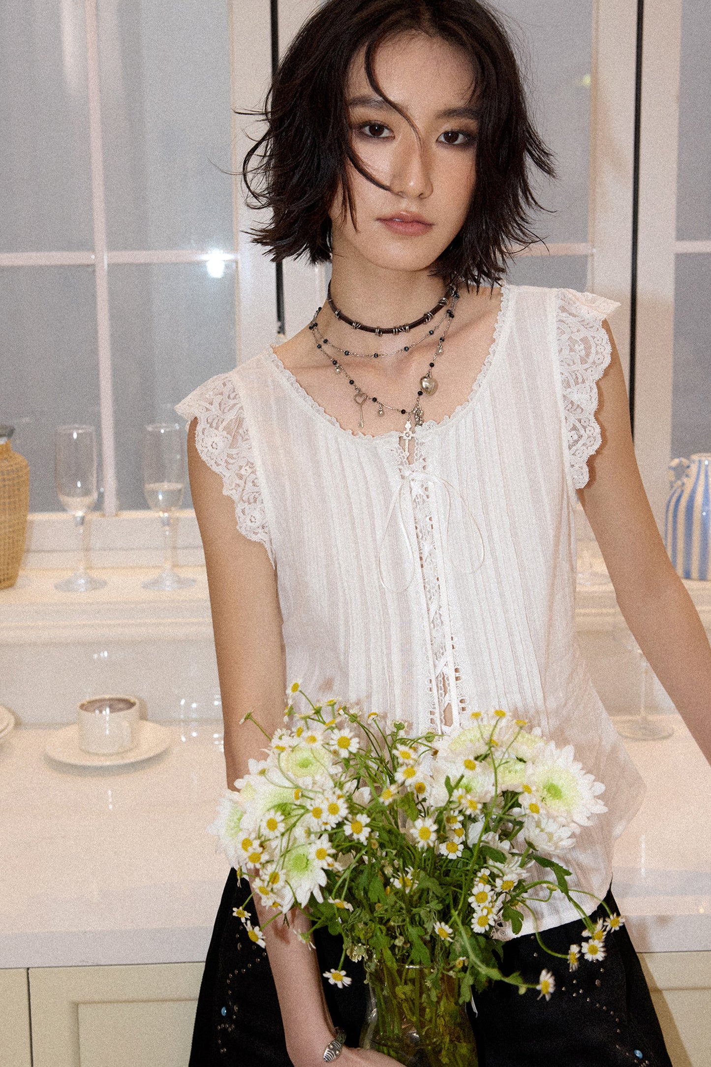 Starlight Lace Flutter Blouse