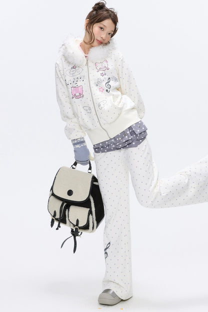 Striped Waistband Polka Dot Sweatpants