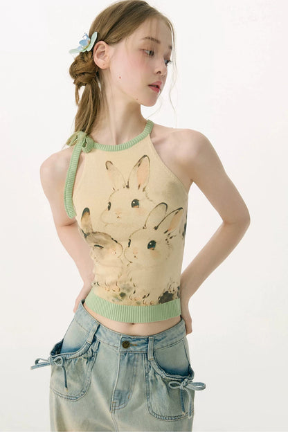 Rabbit Shadow Knitted Halter Top