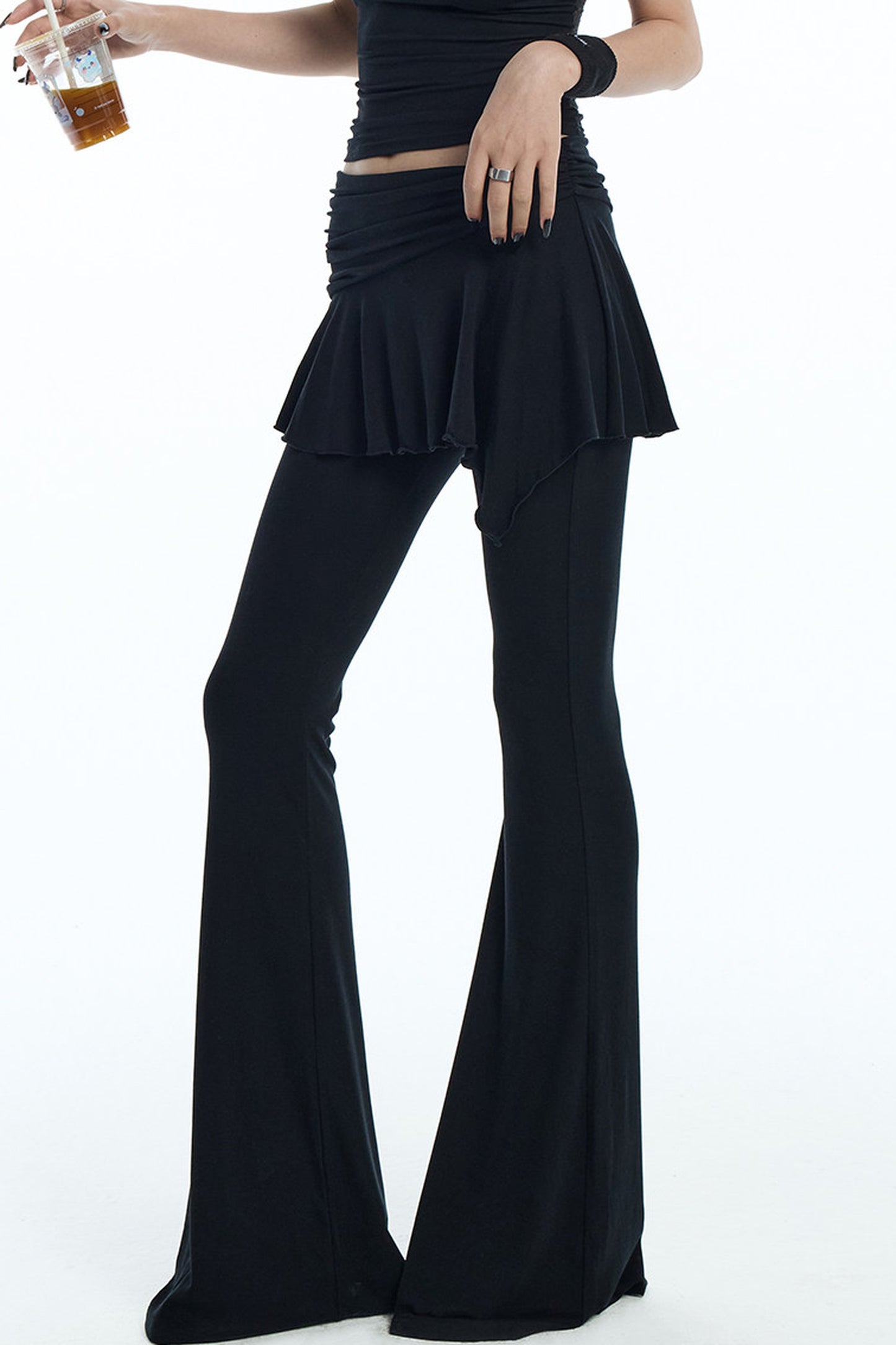 Faux Two-Piece Lyocell Flared Pants Set-Up