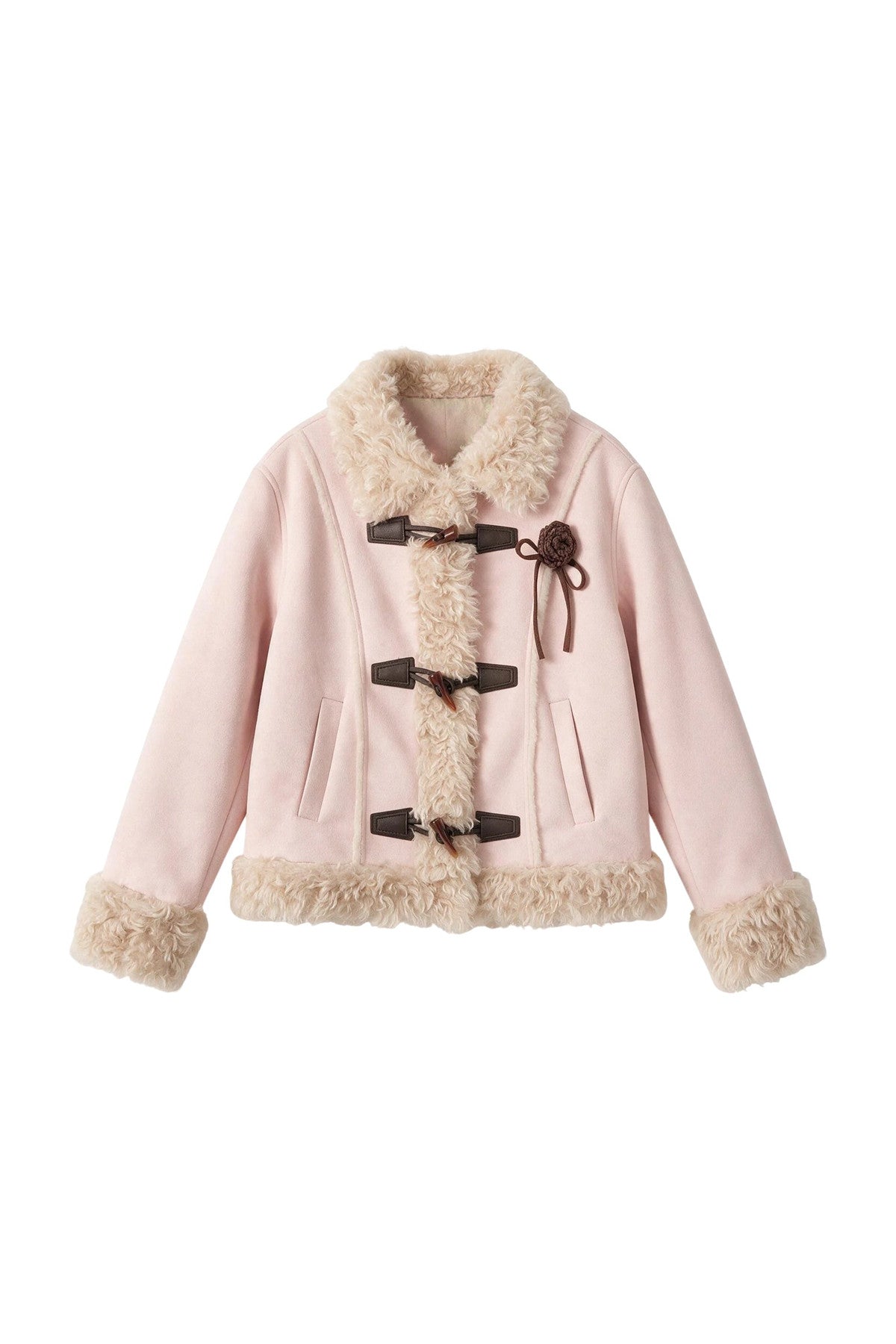 Vintage Suede Faux Fur Toggle Jacket