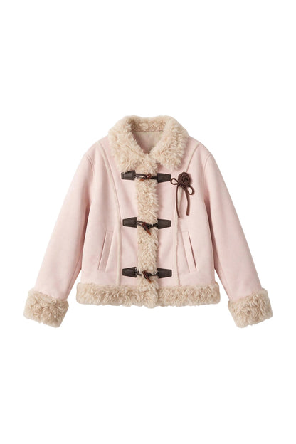 Vintage Suede Faux Fur Toggle Jacket