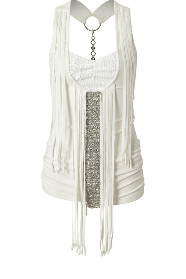 Sequin Rhinestone Halter Top