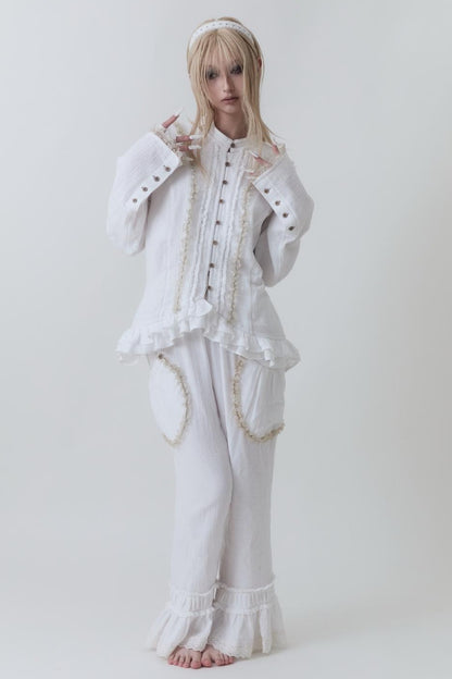 Completo top e pantaloni in cotone ultrasottile stile medievale