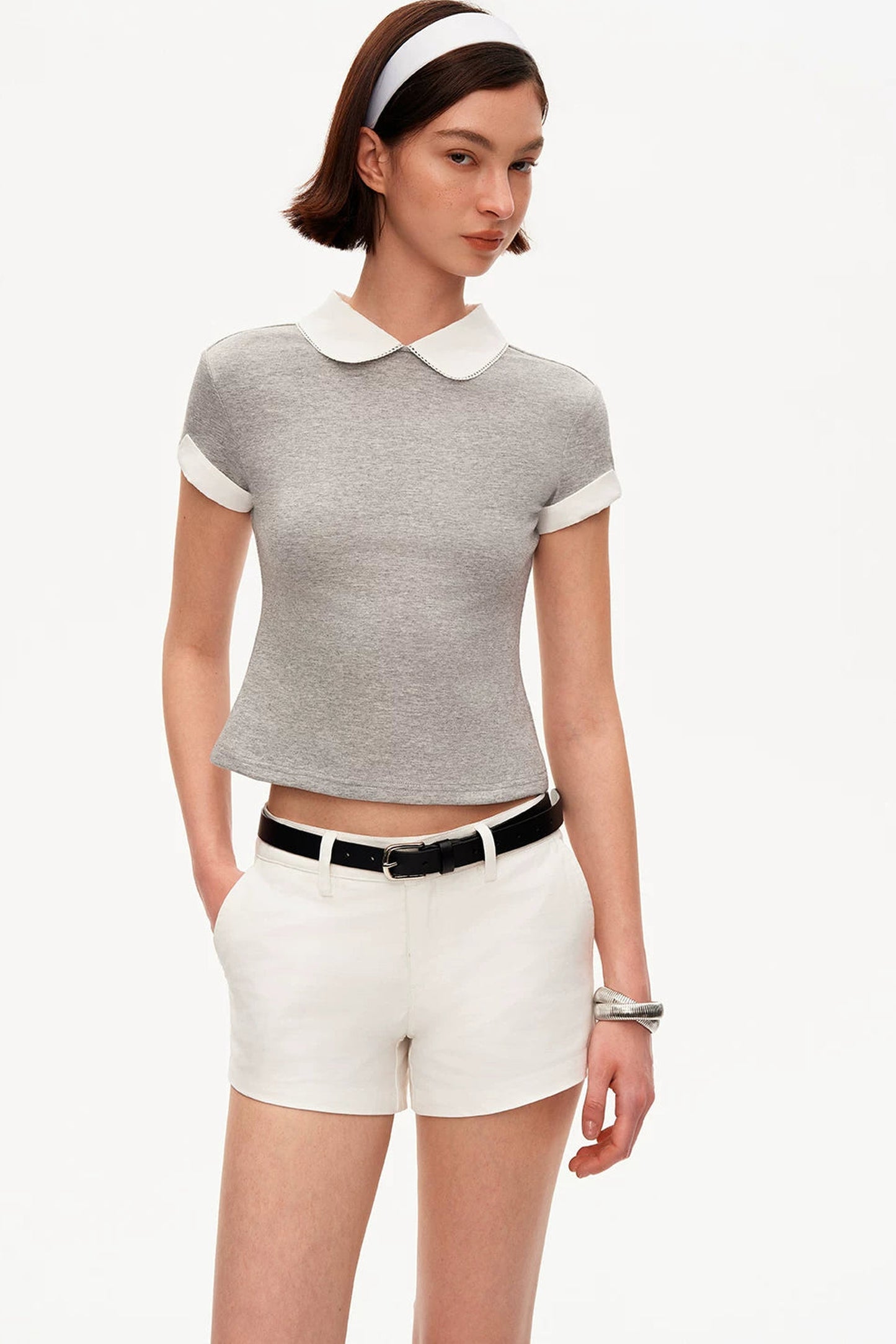 Contrast Collar Knit Top