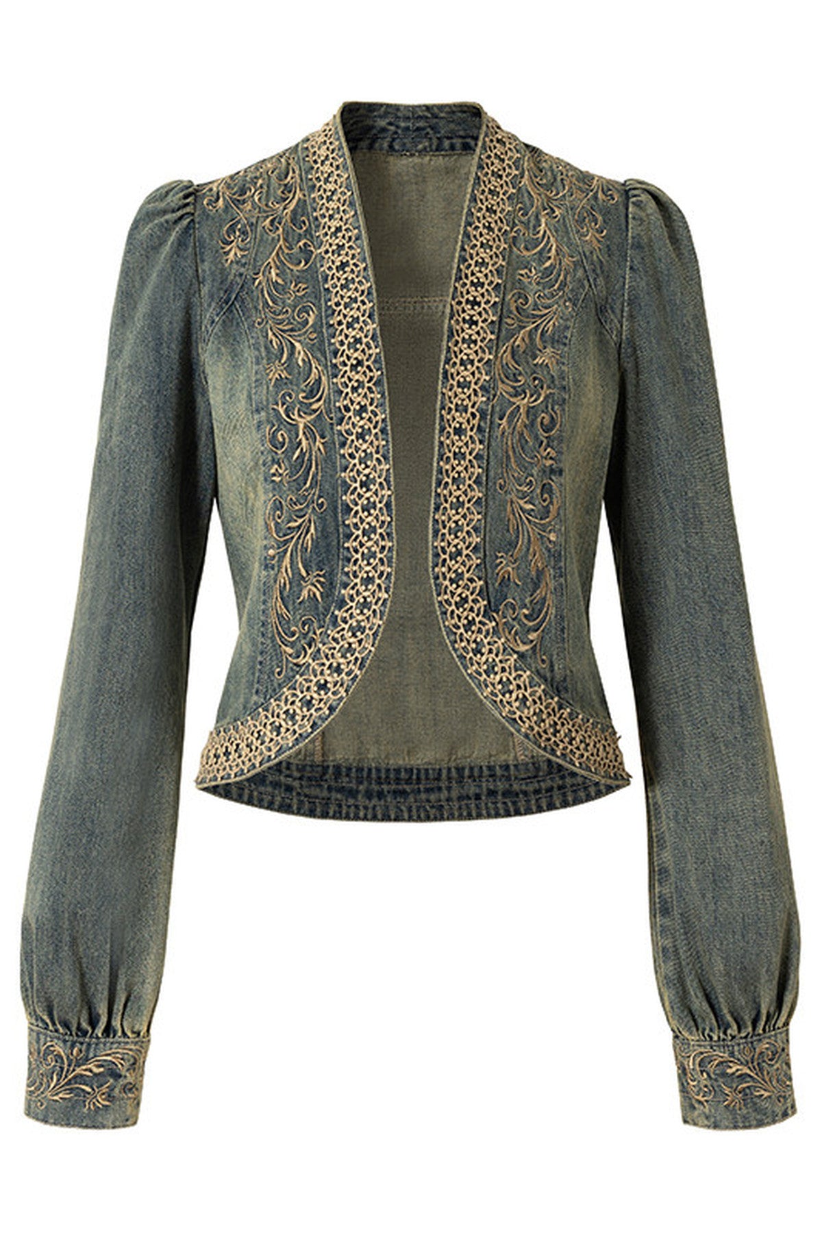 Distressed Embroidered Denim Jacket