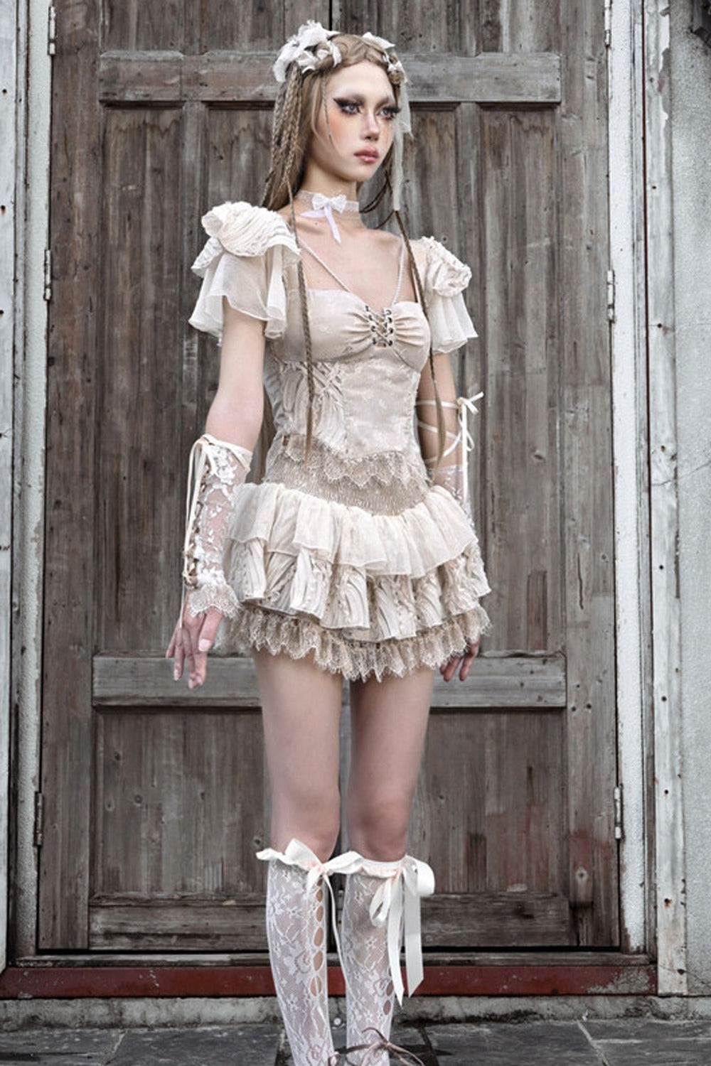 Lace Fishbone Top and Trailing Skirt Set-Up