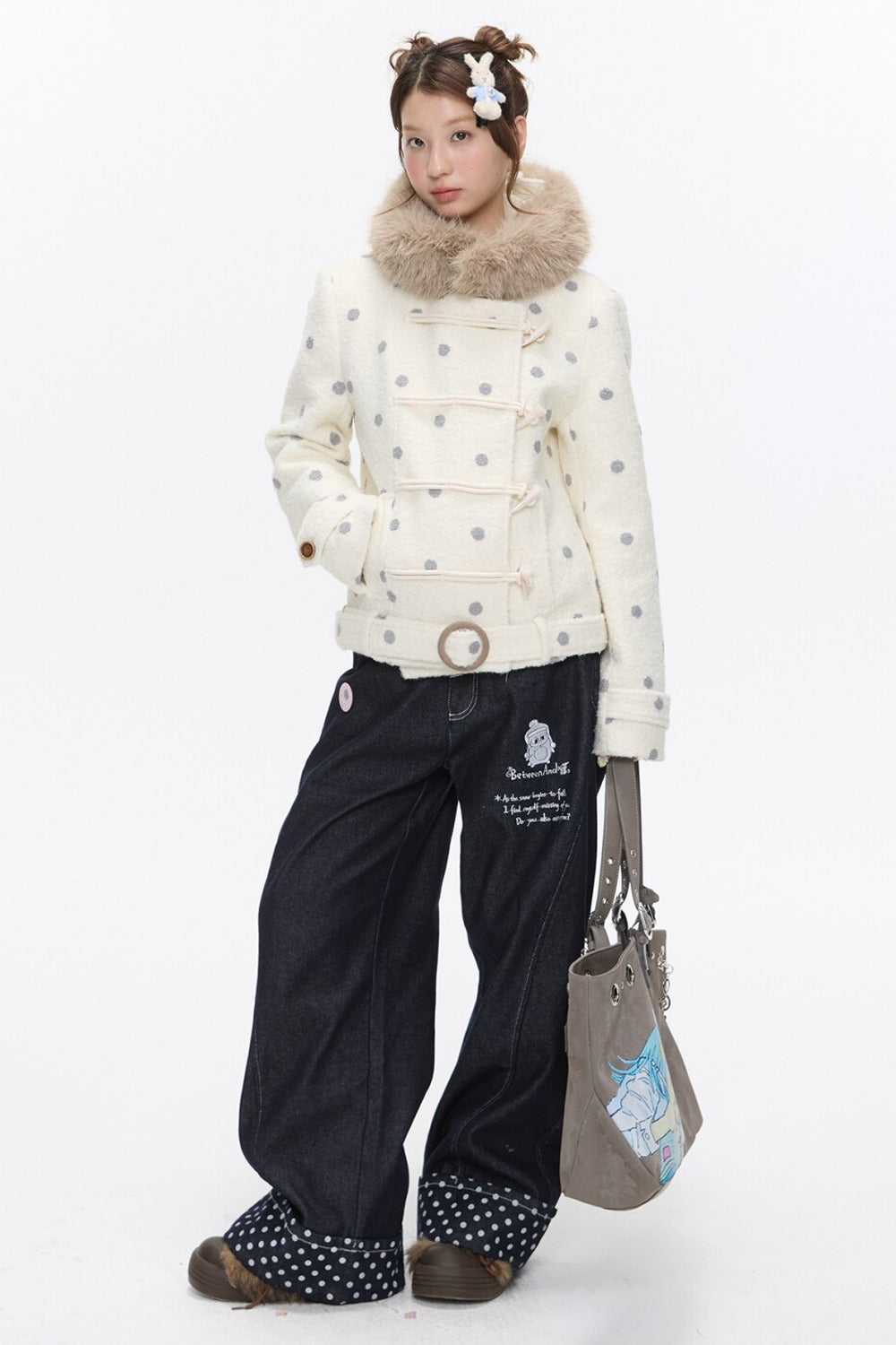 Embroidery Polka Dot Jeans