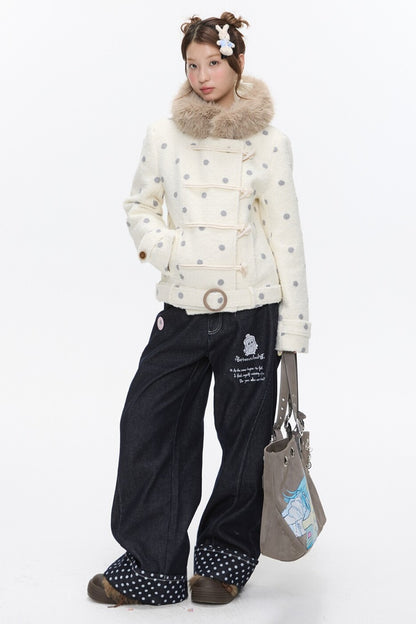 Embroidery Polka Dot Jeans