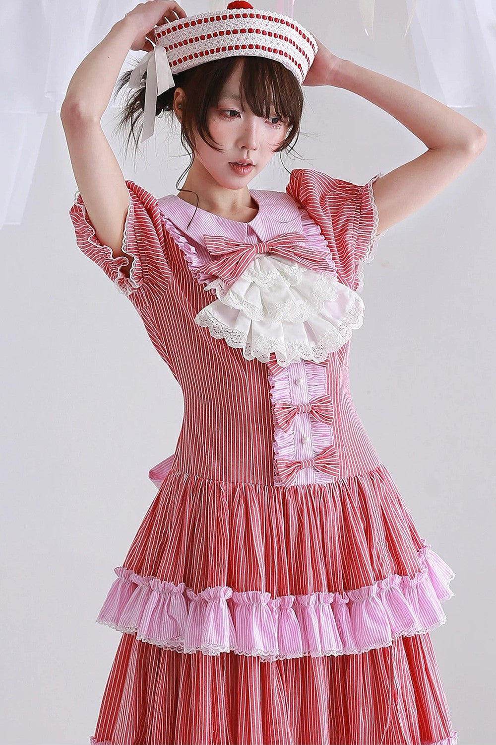Red Retro Striped Lolita Dress