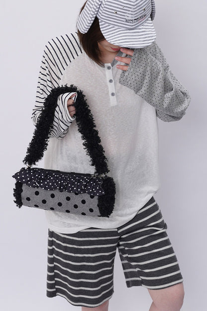 Polka Dot Ruffled Cylinder Bag