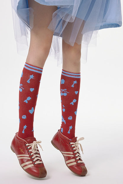Red Heart Key Mid-Calf Socks