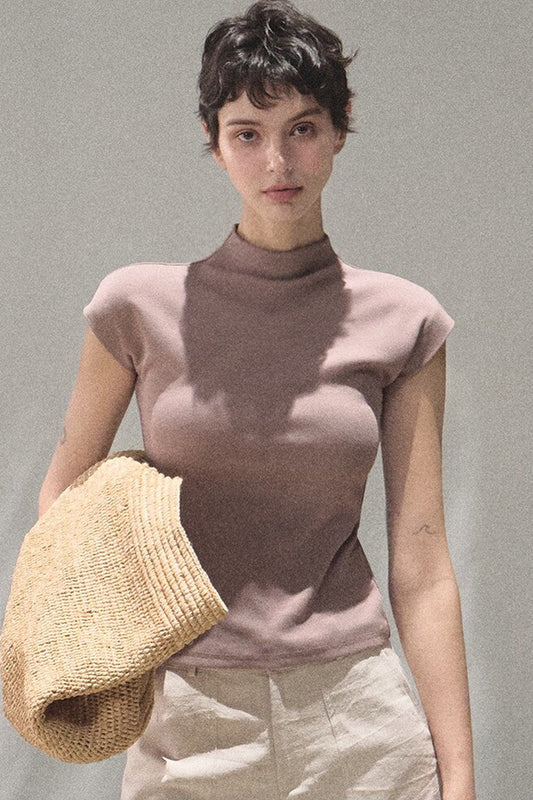 Ribbed Lyocell Short Sleeve Top