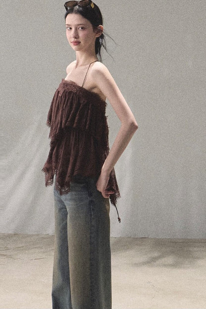 Vintage Hand-Painted Wide Leg Jeans Set