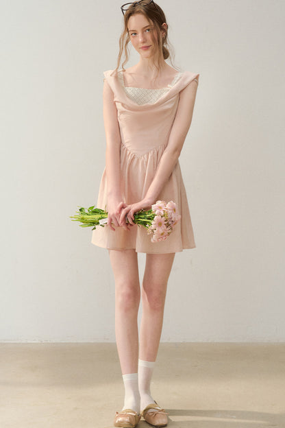 Robe évasée à col en lyocell à carreaux