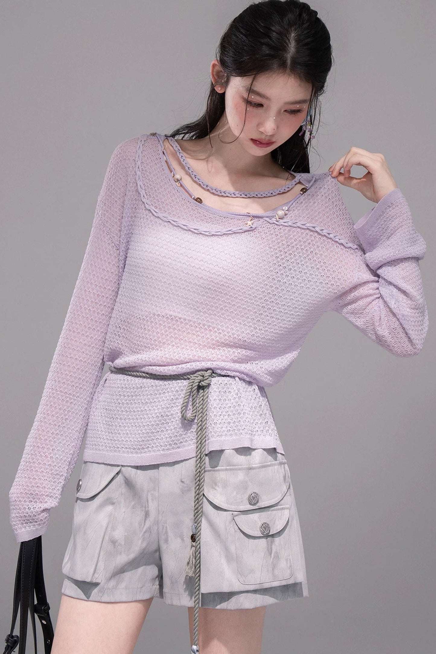 Mica Gray Gradient Shorts Set