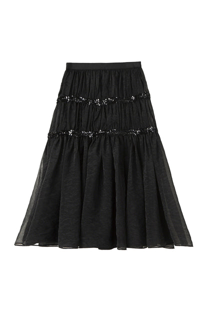 Pearlescent Mesh Sequin A-Line Skirt