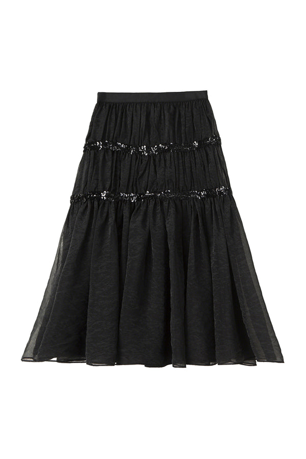 Pearlescent Mesh Sequin A-Line Skirt