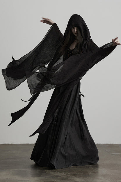 Oversized Detachable Wide Sleeve Hooded Jacket