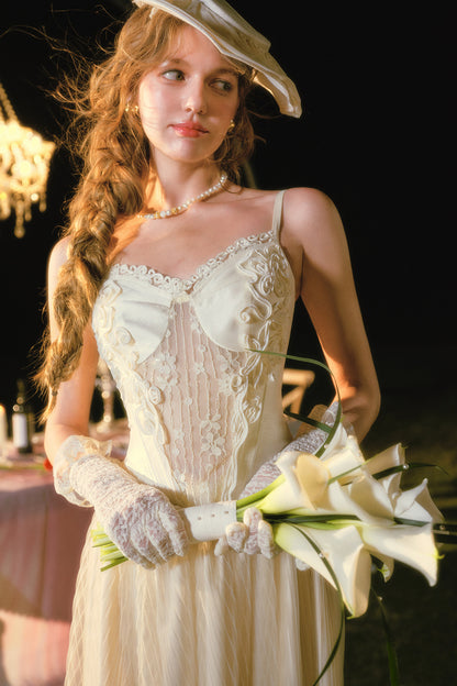 White Rose Fishbone Camisole and Skirt Set-Up