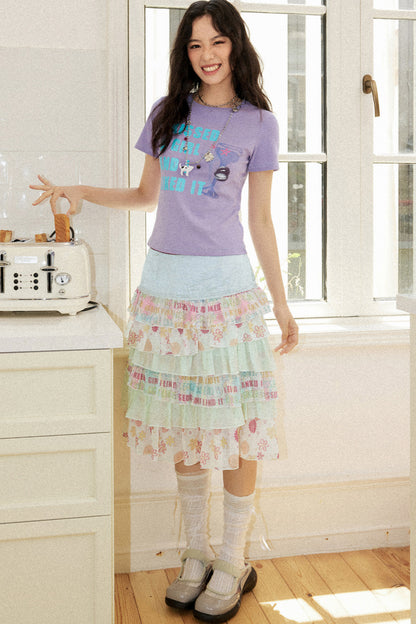 Satin Floral Cake Skirt