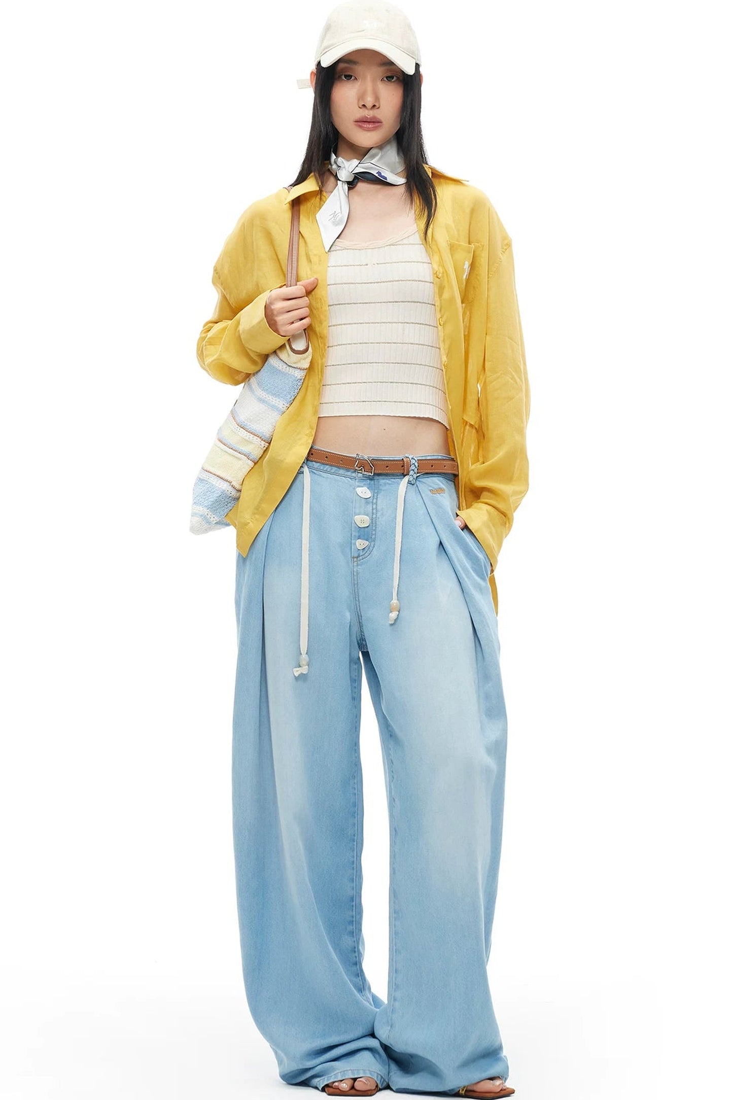 Color-Block Cable Knit Camisole Top