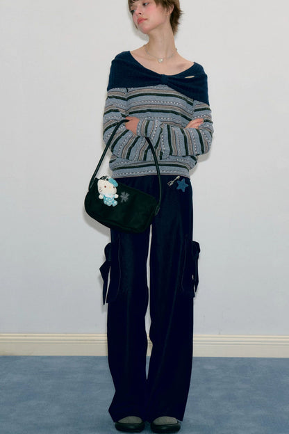 Top in maglia a righe blu
