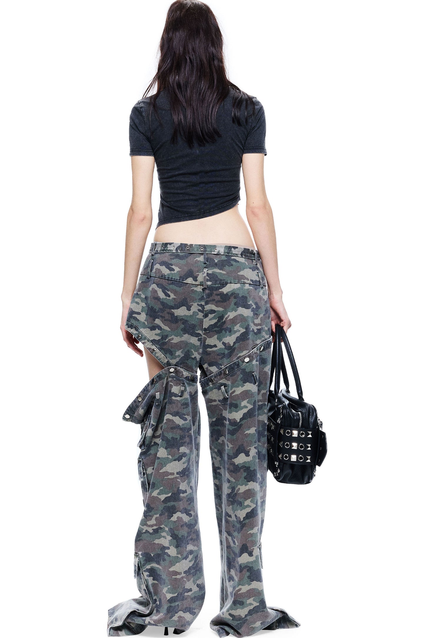 Asymmetrical Cut Grunge Graphic T-Shirt