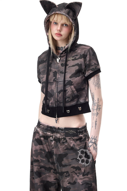 Rhinestone Rivet Scissor-Leg Sweatpants