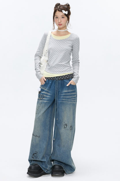Polka Dot Layered-Look Blouse