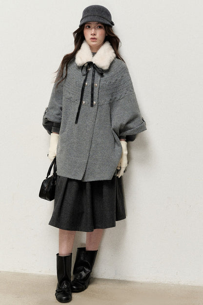 Double-Breasted Cape Design Cardigan