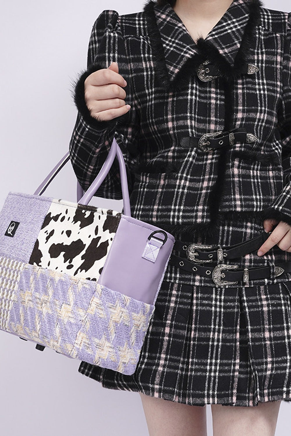 Y2K Leather Contrast Tote Bag