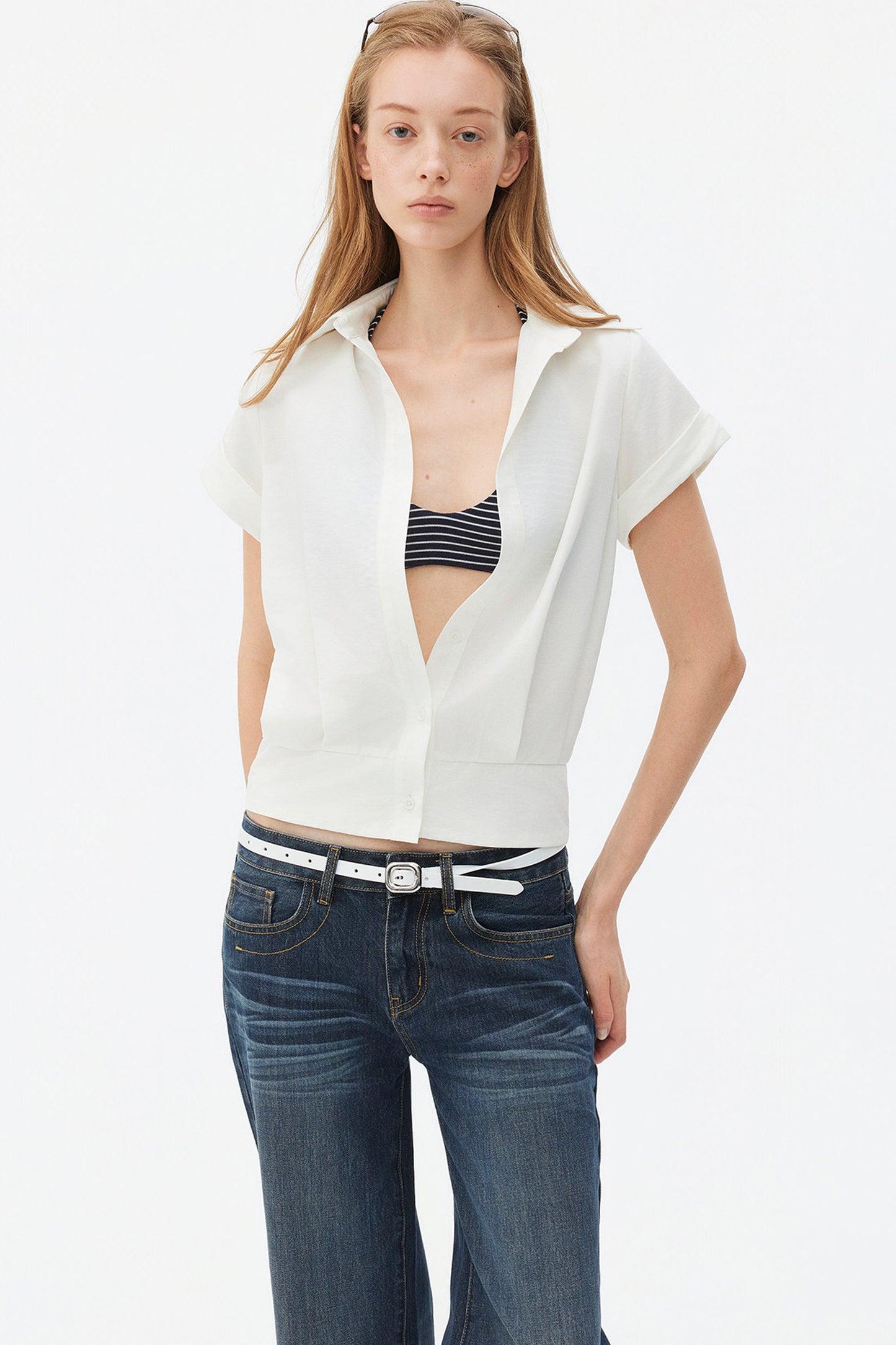 Satin-Like Lyocell Short-Sleeve Shirt