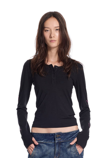 Henley Three Button Knit Top