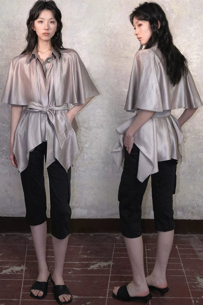 Satin Reversible Fishtail Cape Vest Set