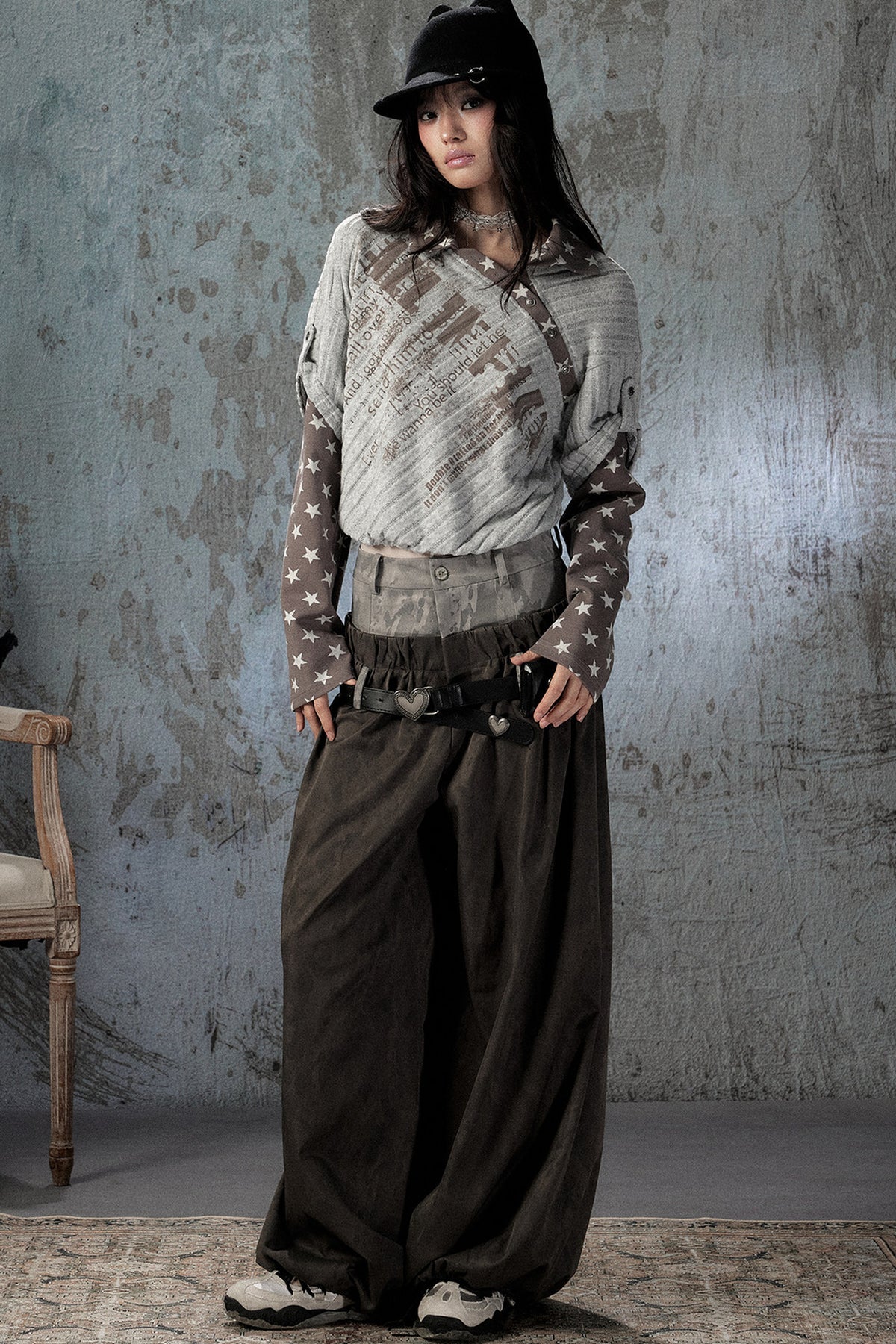 Asymmetrical Star Patchwork Long-Sleeve T-Shirt
