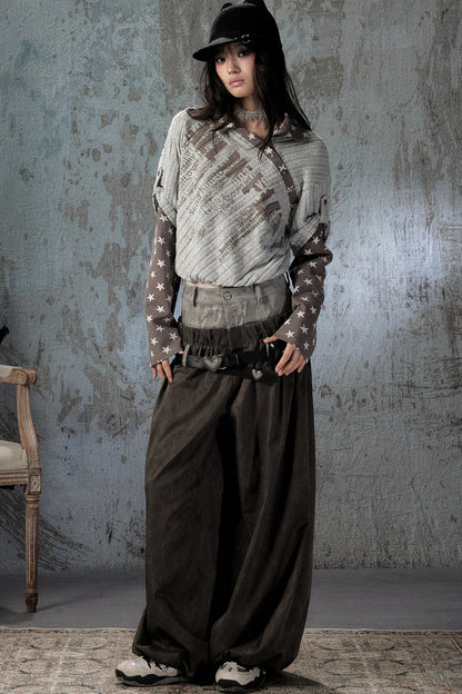 Asymmetrical Star Patchwork Long-Sleeve T-Shirt