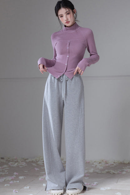 Pantaloni in maglia a gamba dritta con spacco