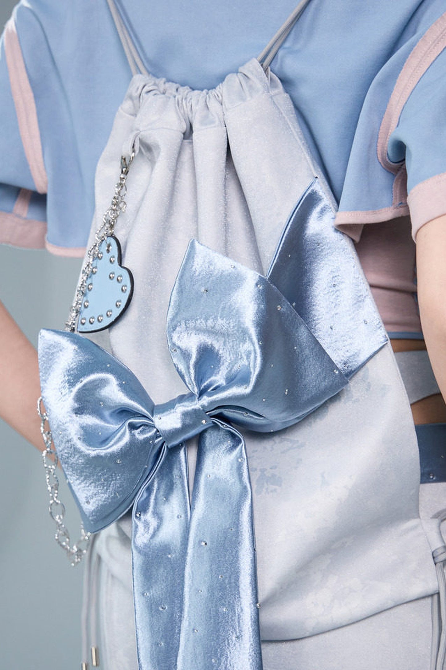 Y2K Futuristic Blue Large Bow Backpack Set-Up