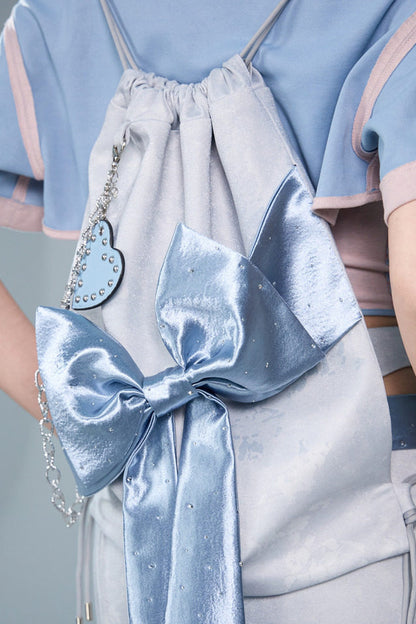 Y2K Futuristic Blue Large Bow Backpack Set-Up