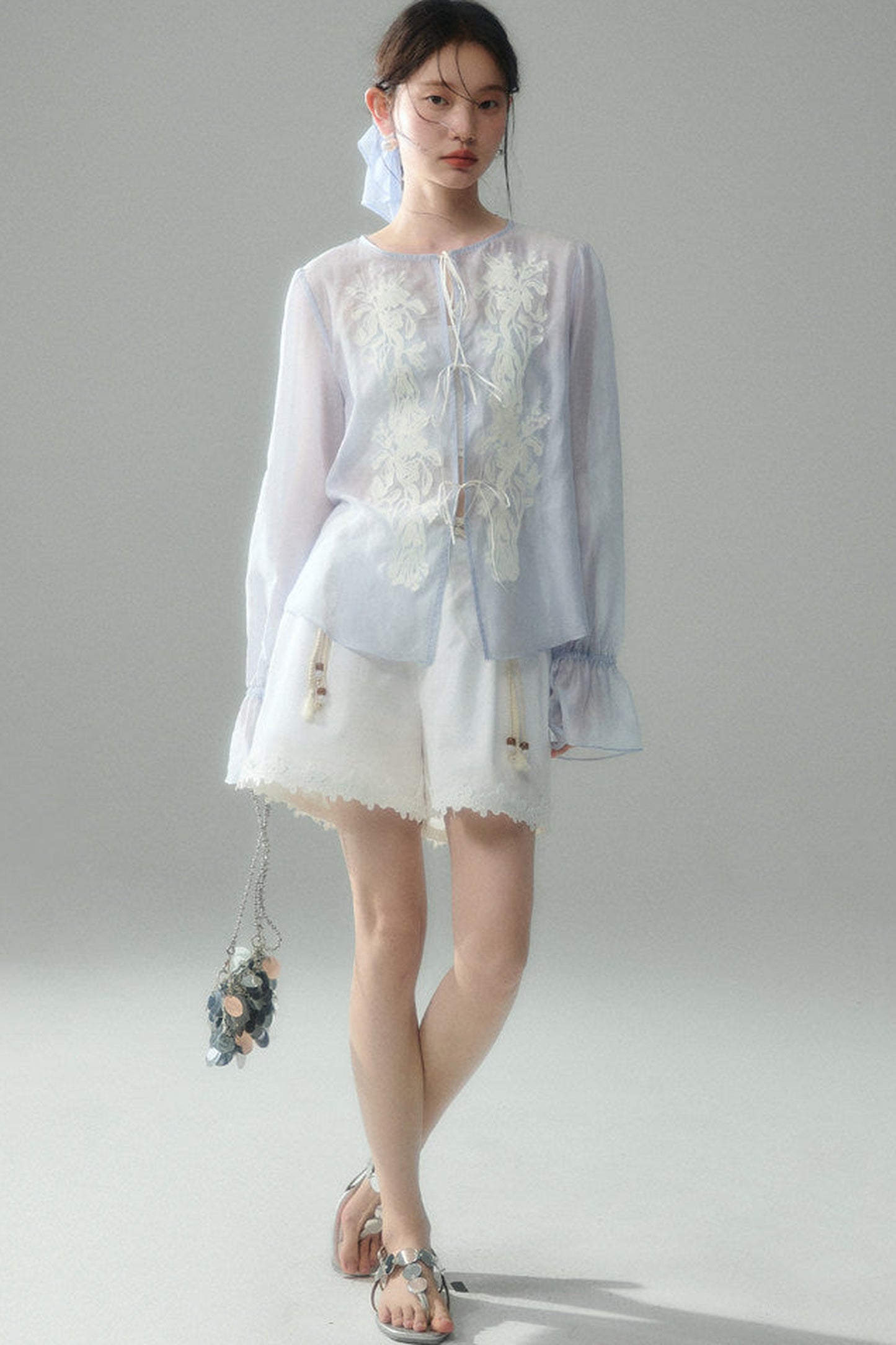 Embroidered Tencel Linen Blouse