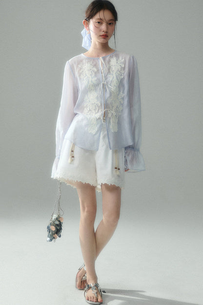 Embroidered Tencel Linen Blouse